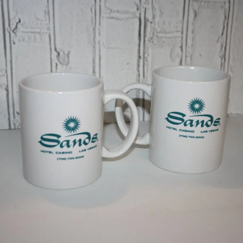 🎰 Sands Casino Mug Set · Teal & White · Set of 2 · 3.75